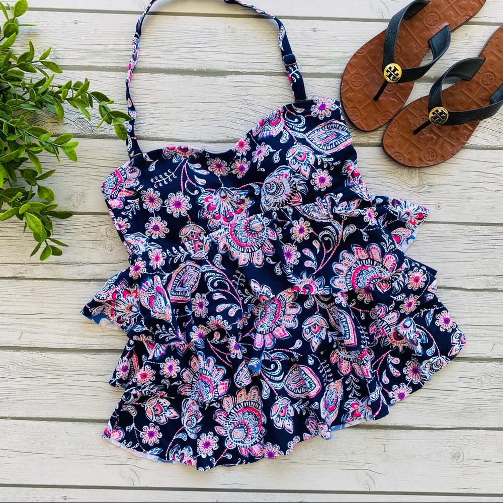 Santa Barbara Slimming Tiered Bandeau Tankini Top